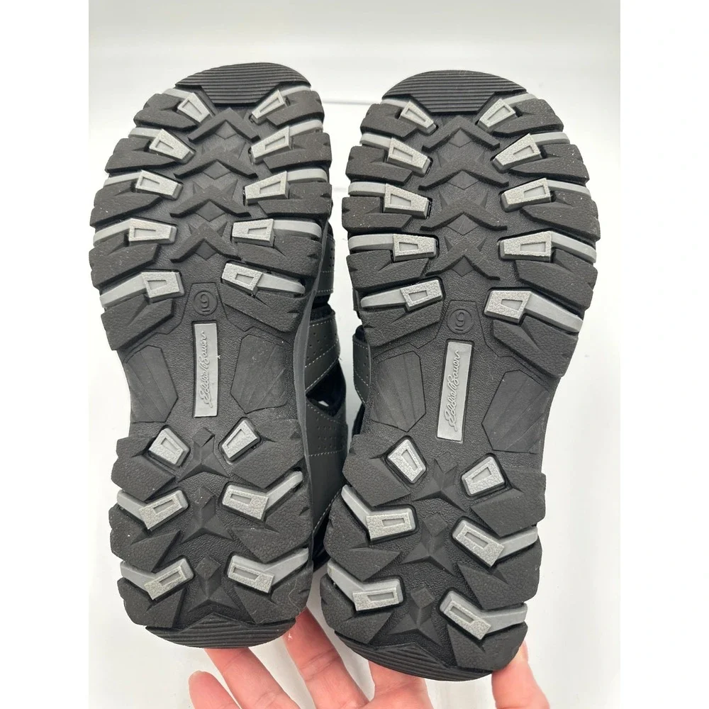 Eddie Bauer Stewart Bump Toe Fisherman Leather Hiking Sport Sandals Sz 9 Gray